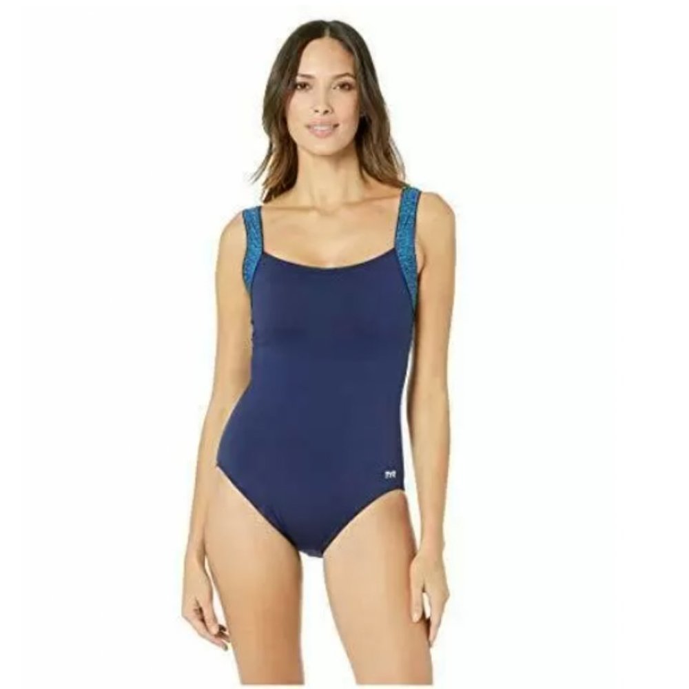 Women's TYR Mantra Controlfit Squareneck One-Piece Swimsuit, Size: 14, Turquoise